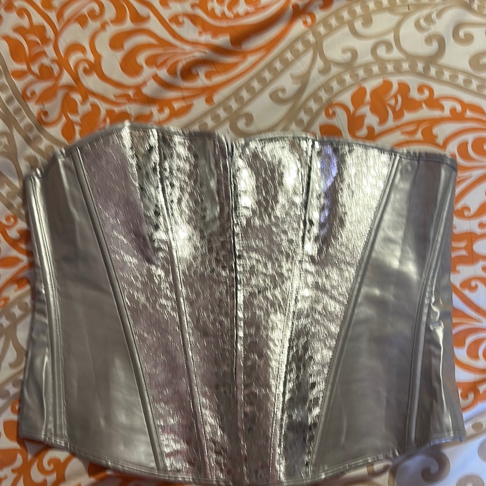 Silver Metallic Corset Top